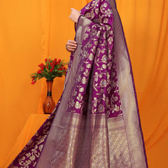 Mesmerising Purple Kanjivaram Silk With Scintilla Blouse Piece