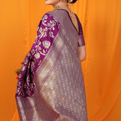Mesmerising Purple Kanjivaram Silk With Scintilla Blouse Piece