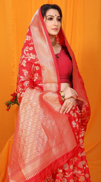 Gratifying Red Kanjivaram Silk With Scintilla Blouse Piece