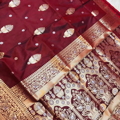 Petrichor Brown Kanjivaram Silk With Demure Blouse Piece