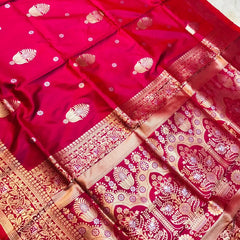Ratatouille Pink Kanjivaram Silk With Demure Blouse Piece
