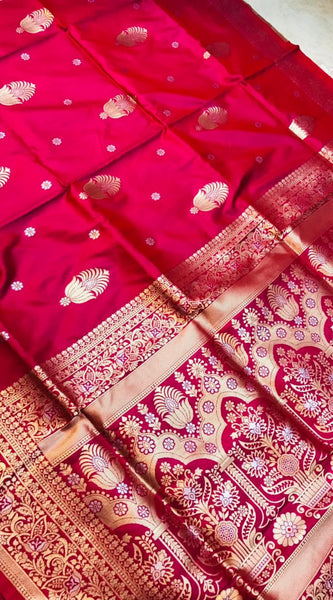 Ratatouille Pink Kanjivaram Silk With Demure Blouse Piece
