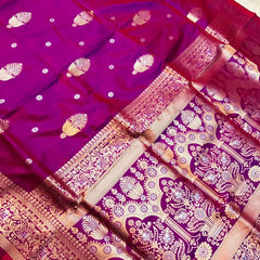 Panoply Purple Kanjivaram Silk With Demure Blouse Piece