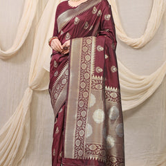 Smashing Brown Kanjivaram Silk With Effervescent Blouse Piece