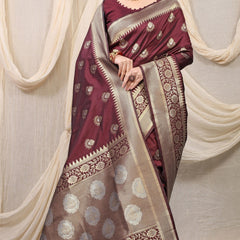 Smashing Brown Kanjivaram Silk With Effervescent Blouse Piece