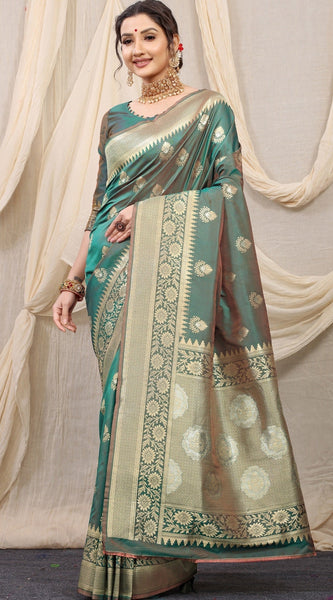 Confounding Grey Kanjivaram Silk With Effervescent Blouse Piece