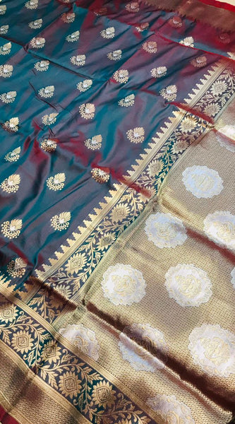 Confounding Grey Kanjivaram Silk With Effervescent Blouse Piece