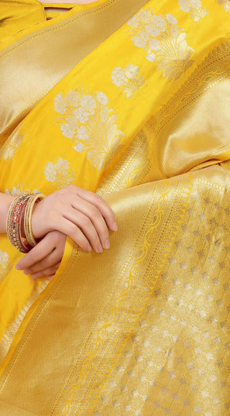 Divine Yellow Kanjivaram Silk With Seraglio Blouse Piece