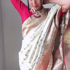 Gorgeous 1-Minute Ready To Wear Beige Soft Silk Saree