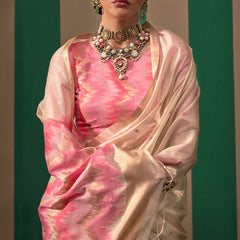 Snappy Beige Cotton Silk Saree With Confounding Blouse Piece