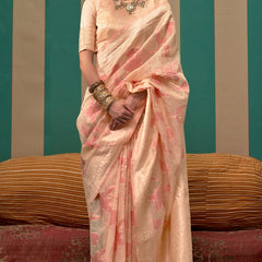 Smart Beige Cotton Silk Saree With Adoring Blouse Piece