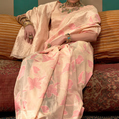 Smart Beige Cotton Silk Saree With Adoring Blouse Piece