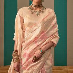 Smart Beige Cotton Silk Saree With Adoring Blouse Piece
