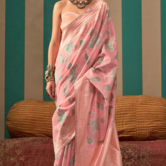 Desuetude Pink Cotton Silk Saree With Fantabulous Blouse Piece