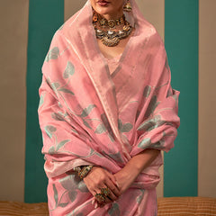 Desuetude Pink Cotton Silk Saree With Fantabulous Blouse Piece
