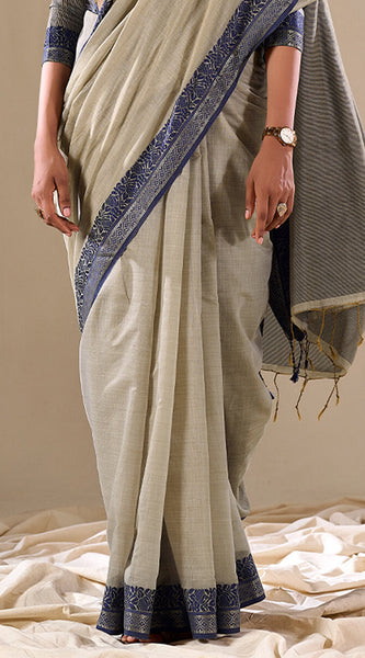 Extraordinary Grey Cotton Silk Saree With Lovely Blouse Piece