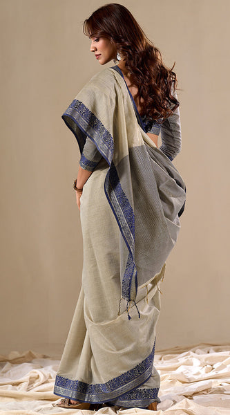 Extraordinary Grey Cotton Silk Saree With Lovely Blouse Piece