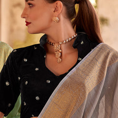 Ideal Grey Cotton Silk Saree With Cynosure Blouse Piece