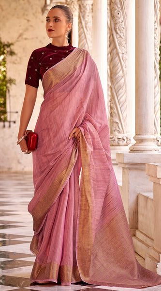 Efflorescence Pink Cotton Silk Saree With Mellifluous Blouse Piece