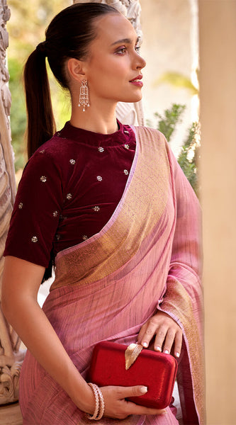 Efflorescence Pink Cotton Silk Saree With Mellifluous Blouse Piece
