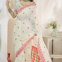 Epiphany Beige Cotton Silk Saree With Murmurous Blouse Piece