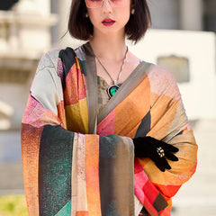 Pleasurable Multicolor Digital Printed Satin Silk Saree With Amiable Blouse Piece