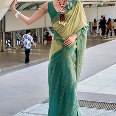 Phenomenal Sea Green Digital Printed Soft Silk Saree With Smart Blouse Piece