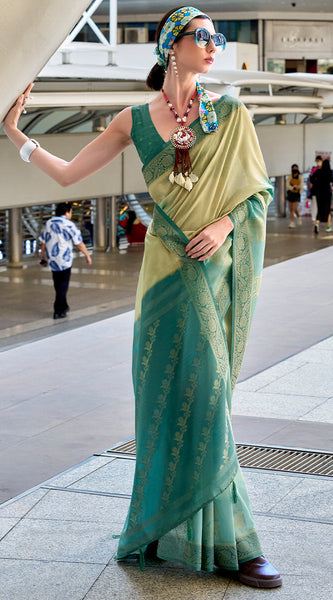 Phenomenal Sea Green Digital Printed Soft Silk Saree With Smart Blouse Piece