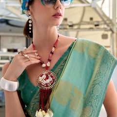 Phenomenal Sea Green Digital Printed Soft Silk Saree With Smart Blouse Piece