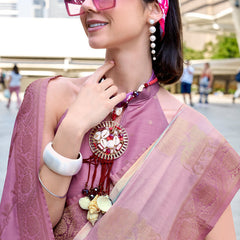 Beauteous Lavender Digital Printed Soft Silk Saree With Assemblage Blouse Piece