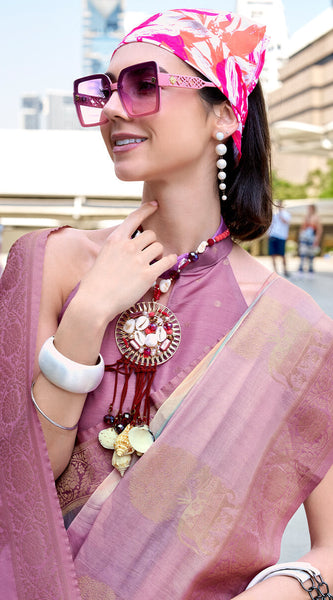 Beauteous Lavender Digital Printed Soft Silk Saree With Assemblage Blouse Piece