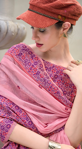 Proficient Pink Cotton Silk Saree With Piquant Blouse Piece
