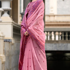 Proficient Pink Cotton Silk Saree With Piquant Blouse Piece
