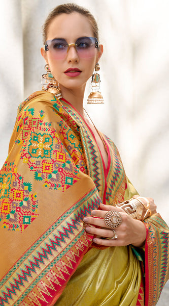 Pulsating Mustard Paithani Silk Saree With Profuse Blouse Piece