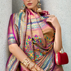 Forbearance Pink Paithani Silk Saree With Excellent Blouse Piece