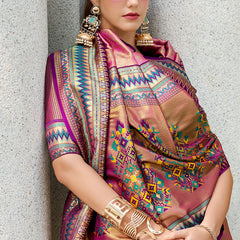 Forbearance Pink Paithani Silk Saree With Excellent Blouse Piece