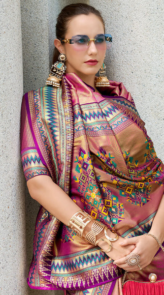 Forbearance Pink Paithani Silk Saree With Excellent Blouse Piece