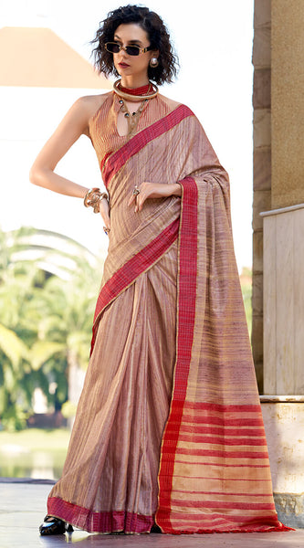 Desirable Lavender Cotton Silk Saree With Exquisite Blouse Piece