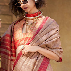 Desirable Lavender Cotton Silk Saree With Exquisite Blouse Piece