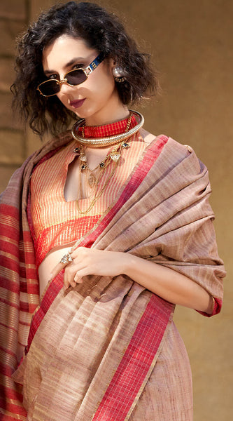 Desirable Lavender Cotton Silk Saree With Exquisite Blouse Piece