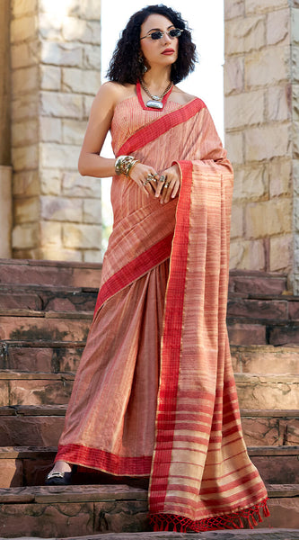 Denouement Pink Cotton Silk Saree With Improbable Blouse Piece