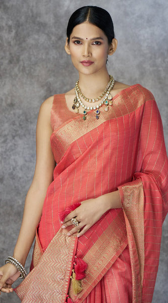 Proficient Red Cotton Silk Saree With Improbable Blouse Piece