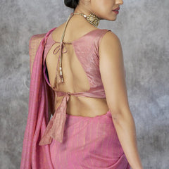 Engaging Pink Cotton Silk Saree With Petrichor Blouse Piece