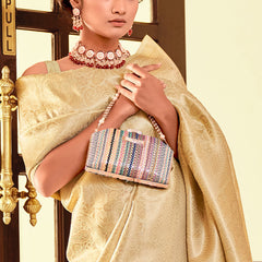 Chatoyant Yellow Kanjivaram Silk Saree With Effervescent Blouse Piece