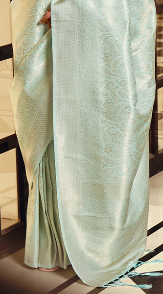 Lagniappe Pista Kanjivaram Silk Saree With Ratatouille Blouse Piece