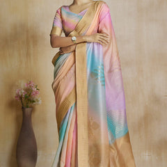 Sempiternal Multicolor Soft Banarasi Silk Saree With Amiable Blouse Piece