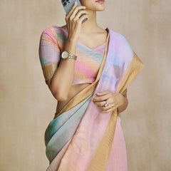 Sempiternal Multicolor Soft Banarasi Silk Saree With Amiable Blouse Piece