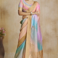 Sempiternal Multicolor Soft Banarasi Silk Saree With Amiable Blouse Piece