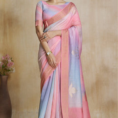 Dulcet Pink Soft Banarasi Silk Saree With Vibrant Blouse Piece