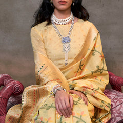Allure Yellow Cotton Silk Saree With Opulent Blouse Piece